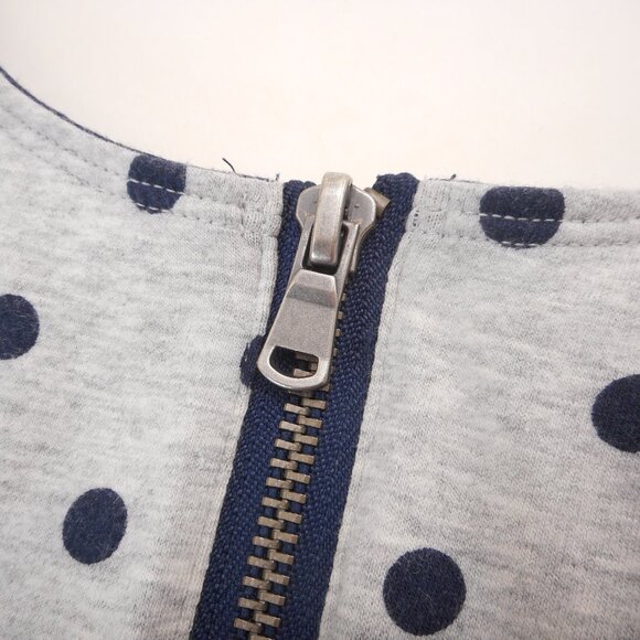 Express Women's size S Sleeveless Cropped Peplum Top Gray Polka Dot Zip - Picture 7 of 7